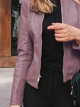 Load image into Gallery viewer, Womens Jacket-Casual Mock Neck Zip Up Jacket