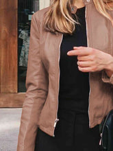 Load image into Gallery viewer, Womens Jacket-Casual Mock Neck Zip Up Jacket