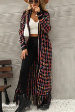 Load image into Gallery viewer, Womens Sweater-Multicolored Open Front Fringe Hem Cardigan | Coat & Jacket & Cardigan