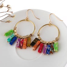 Load image into Gallery viewer, Fashion Earrings-Multicolored Stone Dangle Earrings | earrings
