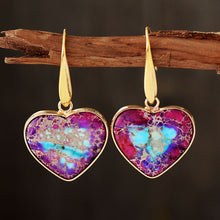 Load image into Gallery viewer, Womens Earrings-Natural Stone Heart Drop Earrings | earrings