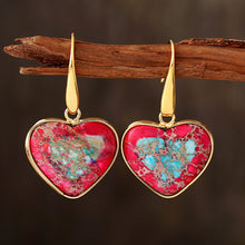 Load image into Gallery viewer, Womens Earrings-Natural Stone Heart Drop Earrings | earrings