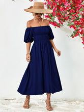 Load image into Gallery viewer, Women Dress-Off-Shoulder Balloon Sleeve Midi Dress | Dresses/Midi Dresses