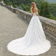 Load image into Gallery viewer, Beach Wedding Dress-Off Shoulder Vintage A Line Bridal Gown | Wedding Dresses