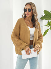 Load image into Gallery viewer, Womens Sweater-Open Front Ribbed Trim Cardigan