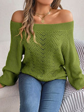 Load image into Gallery viewer, Womens Sweater-Openwork Off-Shoulder Long Sleeve Sweater | sweater