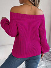 Load image into Gallery viewer, Womens Sweater-Openwork Off-Shoulder Long Sleeve Sweater | sweater