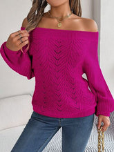 Load image into Gallery viewer, Womens Sweater-Openwork Off-Shoulder Long Sleeve Sweater | sweater