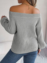 Load image into Gallery viewer, Womens Sweater-Openwork Off-Shoulder Long Sleeve Sweater | sweater