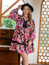 Load image into Gallery viewer, Plus Size Printed Tie Neck Ruffle Hem Dress | dress