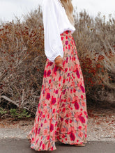 Load image into Gallery viewer, Womens Maxi Skirt-Printed Elastic Waist Pleated Maxi Skirt | skirt