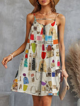 Load image into Gallery viewer, Womens Mini Dress-Printed Spaghetti Strap Mini Dress | Dress