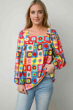 Load image into Gallery viewer, Womens Blouse-Printed Square Neck Balloon Sleeve Top | Tops/Blouses & Shirts
