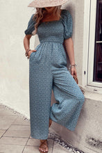 Load image into Gallery viewer, Womens Jumpsuit-Printed Square Neck Jumpsuit with Pockets