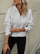 Load image into Gallery viewer, Womens Top-Raglan Sleeve Zip-Up Hoodie with Pocket | Coat & Jacket & Cardigan