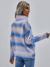 Load image into Gallery viewer, Womens Sweater-Rainbow Turtleneck Drop Shoulder Sweater | Tops