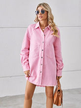 Load image into Gallery viewer, Womens Denim Dress-Raw Hem Button Up Denim Dress | Dresses/Mini Dresses