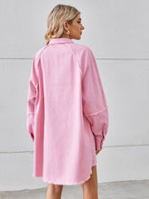 Load image into Gallery viewer, Womens Denim Dress-Raw Hem Button Up Denim Dress | Dresses/Mini Dresses