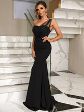 Load image into Gallery viewer, Womens Formal Dress-Rhinestone One-Shoulder Formal Dress | Dresses
