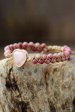 Load image into Gallery viewer, Womens Bracelet-Rose Quartz Heart Beaded Bracelet | Accessories/Jewelry