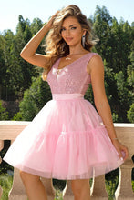 Load image into Gallery viewer, Womens Dress-Pink Sequin Sleeveless Mesh Dress | Dresses
