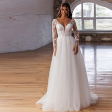 Load image into Gallery viewer, Simple Wedding Dress-Vintage Lace Long Sleeve Beach Wedding Dress | Wedding Dresses