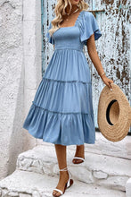 Load image into Gallery viewer, Womens Dress-Smocked Square Neck Frill Trim Dress | Dress