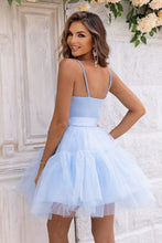 Load image into Gallery viewer, Womens Dress-Spaghetti Strap Tied Mesh Dress