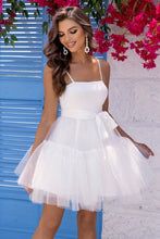 Load image into Gallery viewer, Womens Dress-Spaghetti Strap Tied Mesh Dress