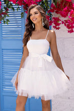 Load image into Gallery viewer, Womens Dress-Spaghetti Strap Tied Mesh Dress