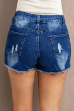 Load image into Gallery viewer, Blue Jean Shorts-Spliced Lace Distressed Denim Shorts | blue jean shorts