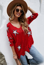 Load image into Gallery viewer, Womens Sweater-Star Pattern Distressed Sweater