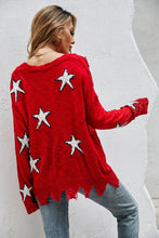 Load image into Gallery viewer, Womens Sweater-Star Pattern Distressed Sweater