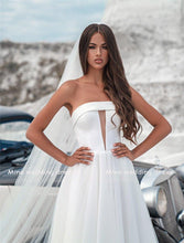 Load image into Gallery viewer, A Line Beach Wedding Dress-Strapless Satin Beach Wedding Dress | Wedding Dresses