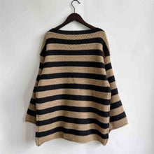 Load image into Gallery viewer, Womens Sweater-Striped Round Neck Long Sleeve Sweater