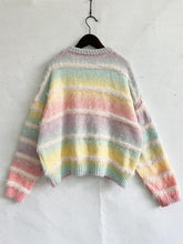 Load image into Gallery viewer, Womens Sweater-Striped Round Neck Long Sleeve Sweater