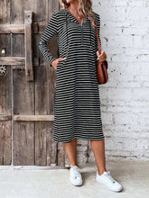 Load image into Gallery viewer, Womens Dress-Striped Zip Front Hooded Dress