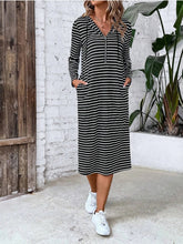 Load image into Gallery viewer, Womens Dress-Striped Zip Front Hooded Dress