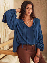 Load image into Gallery viewer, Womens Blouse-Tie Neck Long Sleeve Blouse | Tops/Blouses & Shirts