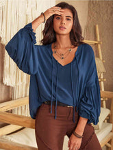 Load image into Gallery viewer, Womens Blouse-Tie Neck Long Sleeve Blouse | Tops/Blouses & Shirts