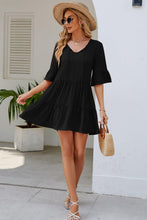 Load image into Gallery viewer, Womens Mini Dress-Tied Flounce Sleeve Mini Dress | Dresses