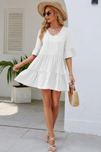 Load image into Gallery viewer, Womens Mini Dress-Tied Flounce Sleeve Mini Dress | Dresses