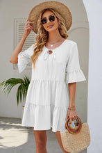 Load image into Gallery viewer, Womens Mini Dress-Tied Flounce Sleeve Mini Dress | Dresses
