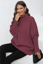 Load image into Gallery viewer, Womens Sweater-Turtle Neck Long Sleeve Ribbed Sweater