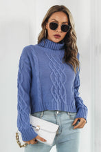 Load image into Gallery viewer, Womens Sweater-Turtleneck Dropped Shoulder Sweater