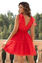 Load image into Gallery viewer, Womens Dress-V-Neck Shoulder Detail Mesh Dress | Dresses