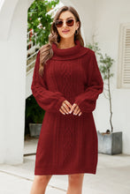 Load image into Gallery viewer, Womens Sweater Dress-Turtleneck Lantern Sleeve Sweater Dress
