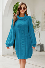 Load image into Gallery viewer, Womens Sweater Dress-Turtleneck Lantern Sleeve Sweater Dress