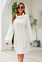 Load image into Gallery viewer, Womens Sweater Dress-Turtleneck Lantern Sleeve Sweater Dress