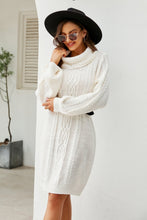 Load image into Gallery viewer, Womens Sweater Dress-Turtleneck Lantern Sleeve Sweater Dress